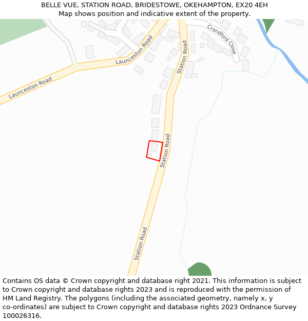 BELLE VUE, STATION ROAD, BRIDESTOWE, OKEHAMPTON, EX20 4EH: Location map and indicative extent of plot