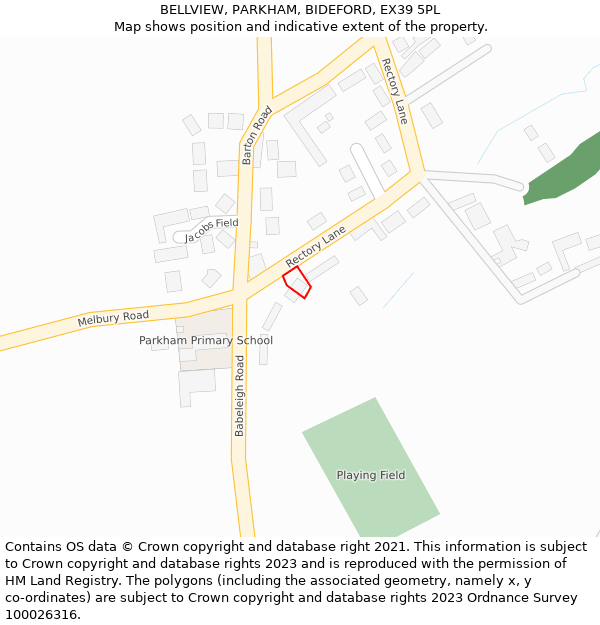 BELLVIEW, PARKHAM, BIDEFORD, EX39 5PL: Location map and indicative extent of plot