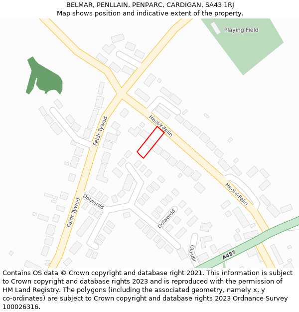 BELMAR, PENLLAIN, PENPARC, CARDIGAN, SA43 1RJ: Location map and indicative extent of plot