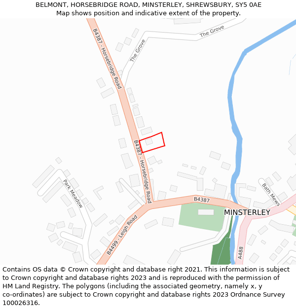BELMONT, HORSEBRIDGE ROAD, MINSTERLEY, SHREWSBURY, SY5 0AE: Location map and indicative extent of plot