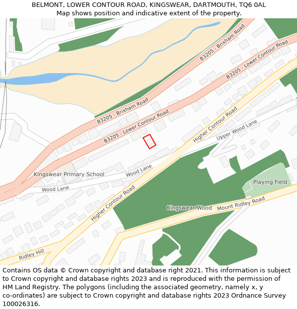 BELMONT, LOWER CONTOUR ROAD, KINGSWEAR, DARTMOUTH, TQ6 0AL: Location map and indicative extent of plot