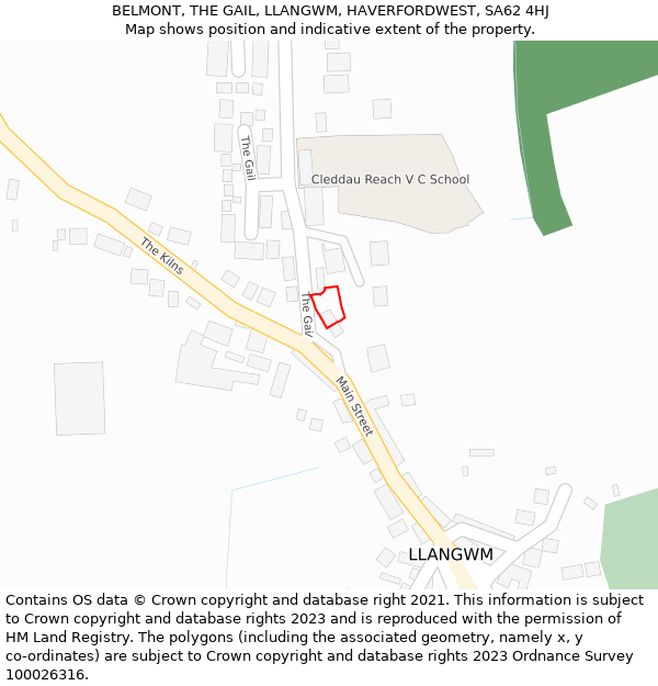 BELMONT, THE GAIL, LLANGWM, HAVERFORDWEST, SA62 4HJ: Location map and indicative extent of plot