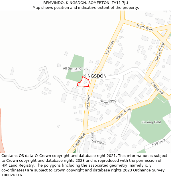 BEMVINDO, KINGSDON, SOMERTON, TA11 7JU: Location map and indicative extent of plot