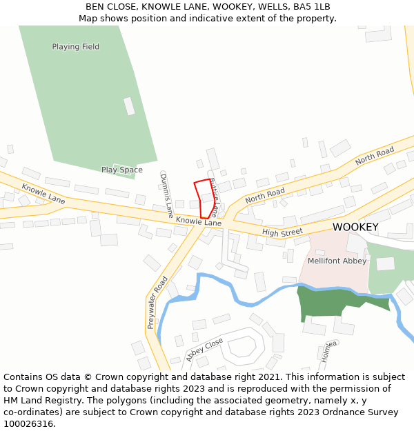BEN CLOSE, KNOWLE LANE, WOOKEY, WELLS, BA5 1LB: Location map and indicative extent of plot