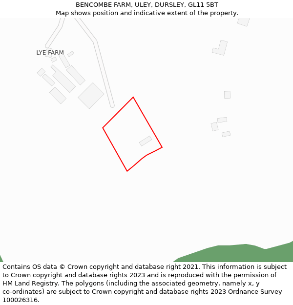 BENCOMBE FARM, ULEY, DURSLEY, GL11 5BT: Location map and indicative extent of plot