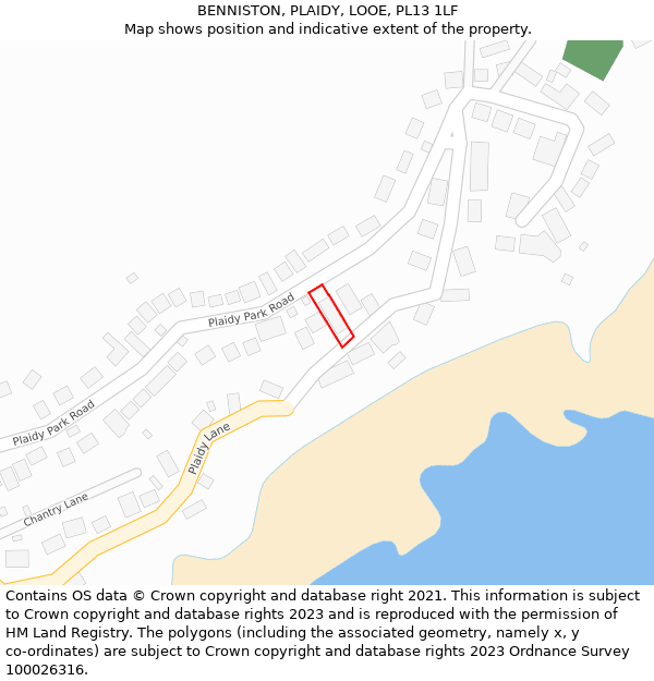 BENNISTON, PLAIDY, LOOE, PL13 1LF: Location map and indicative extent of plot