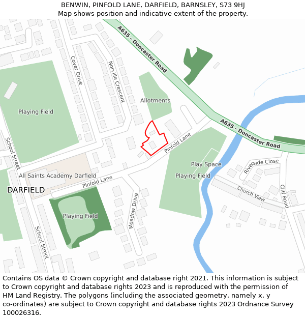 BENWIN, PINFOLD LANE, DARFIELD, BARNSLEY, S73 9HJ: Location map and indicative extent of plot