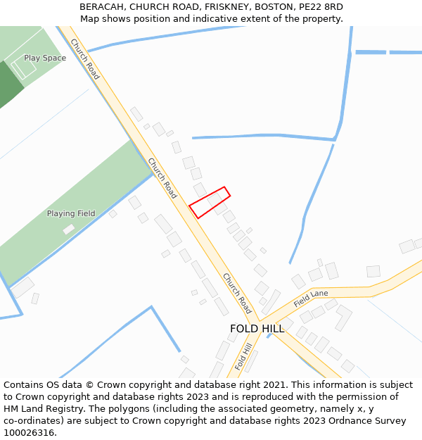 BERACAH, CHURCH ROAD, FRISKNEY, BOSTON, PE22 8RD: Location map and indicative extent of plot