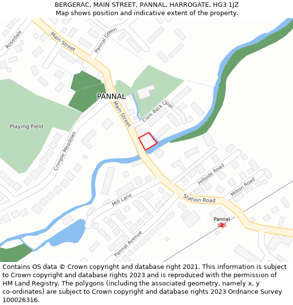 BERGERAC, MAIN STREET, PANNAL, HARROGATE, HG3 1JZ: Location map and indicative extent of plot