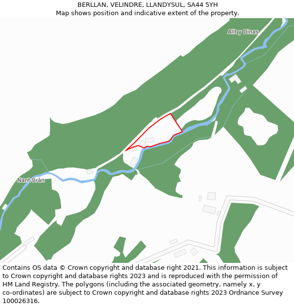 BERLLAN, VELINDRE, LLANDYSUL, SA44 5YH: Location map and indicative extent of plot