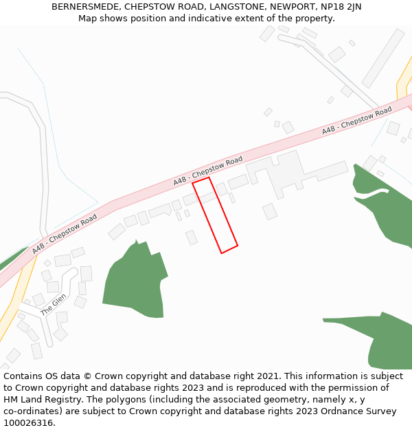 BERNERSMEDE, CHEPSTOW ROAD, LANGSTONE, NEWPORT, NP18 2JN: Location map and indicative extent of plot