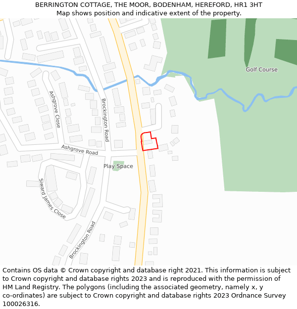 BERRINGTON COTTAGE, THE MOOR, BODENHAM, HEREFORD, HR1 3HT: Location map and indicative extent of plot