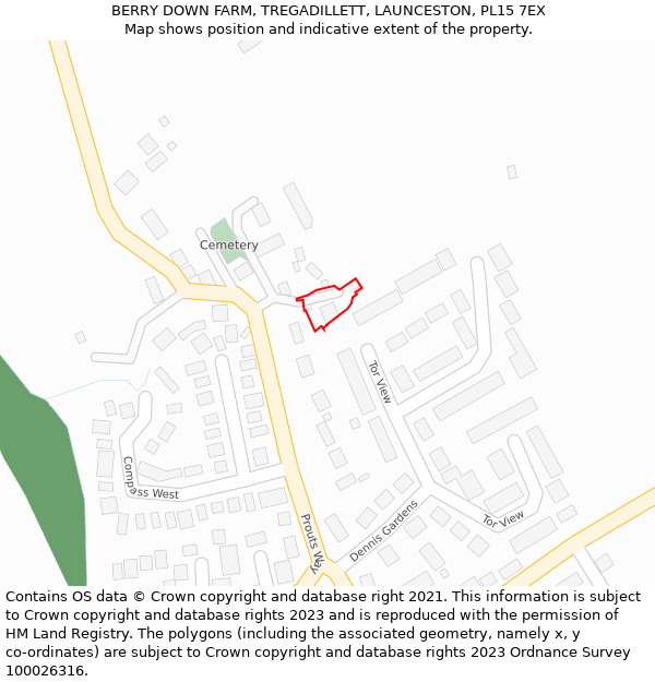 BERRY DOWN FARM, TREGADILLETT, LAUNCESTON, PL15 7EX: Location map and indicative extent of plot