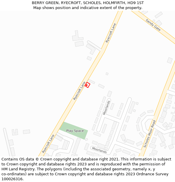 BERRY GREEN, RYECROFT, SCHOLES, HOLMFIRTH, HD9 1ST: Location map and indicative extent of plot