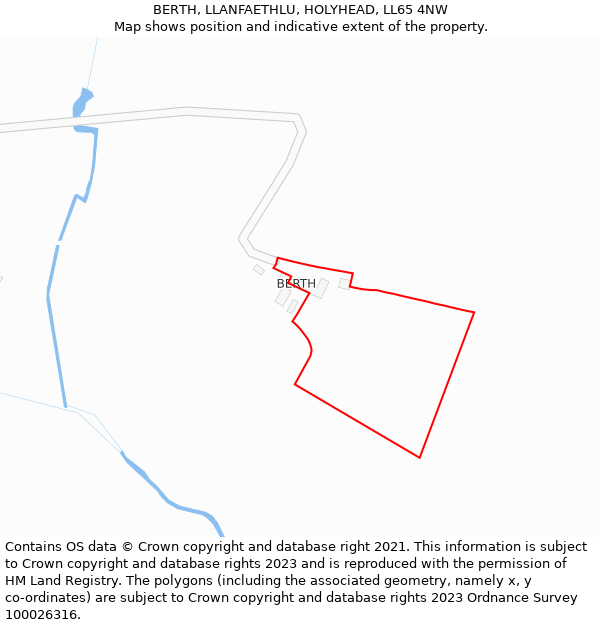 BERTH, LLANFAETHLU, HOLYHEAD, LL65 4NW: Location map and indicative extent of plot