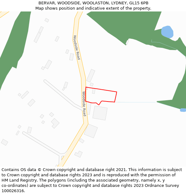 BERVAR, WOODSIDE, WOOLASTON, LYDNEY, GL15 6PB: Location map and indicative extent of plot
