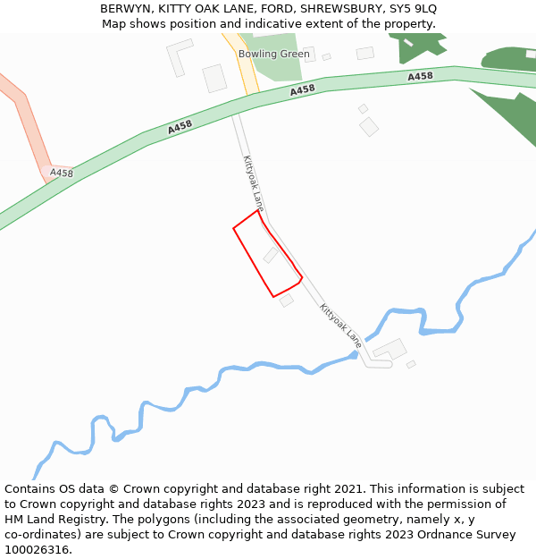 BERWYN, KITTY OAK LANE, FORD, SHREWSBURY, SY5 9LQ: Location map and indicative extent of plot