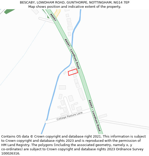 BESCABY, LOWDHAM ROAD, GUNTHORPE, NOTTINGHAM, NG14 7EP: Location map and indicative extent of plot