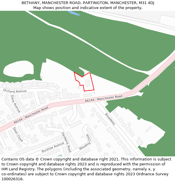 BETHANY, MANCHESTER ROAD, PARTINGTON, MANCHESTER, M31 4DJ: Location map and indicative extent of plot