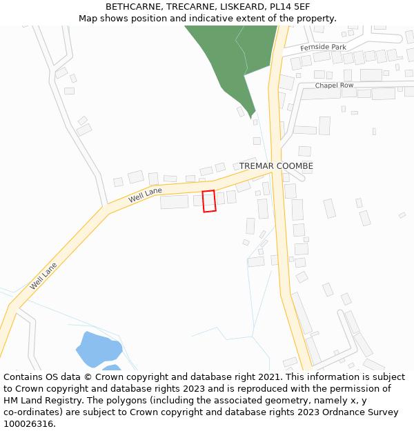 BETHCARNE, TRECARNE, LISKEARD, PL14 5EF: Location map and indicative extent of plot