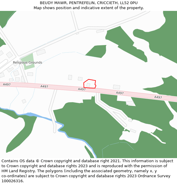 BEUDY MAWR, PENTREFELIN, CRICCIETH, LL52 0PU: Location map and indicative extent of plot