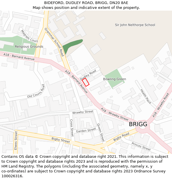 BIDEFORD, DUDLEY ROAD, BRIGG, DN20 8AE: Location map and indicative extent of plot