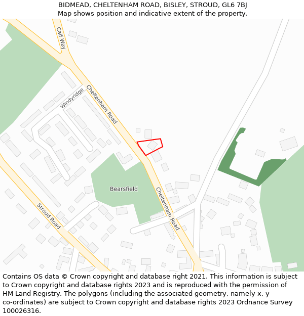 BIDMEAD, CHELTENHAM ROAD, BISLEY, STROUD, GL6 7BJ: Location map and indicative extent of plot