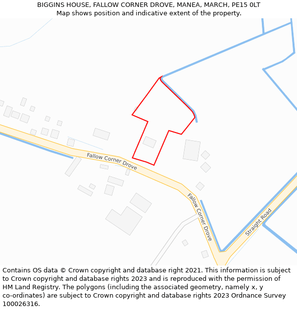 BIGGINS HOUSE, FALLOW CORNER DROVE, MANEA, MARCH, PE15 0LT: Location map and indicative extent of plot