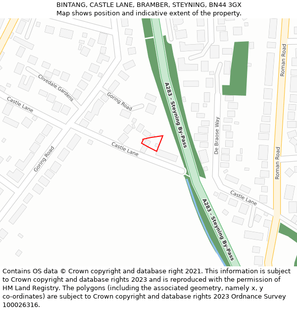 BINTANG, CASTLE LANE, BRAMBER, STEYNING, BN44 3GX: Location map and indicative extent of plot