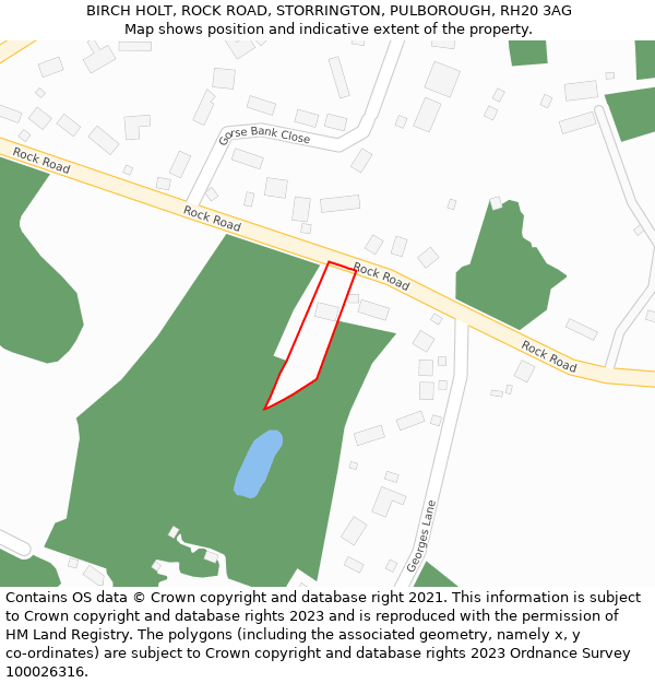 BIRCH HOLT, ROCK ROAD, STORRINGTON, PULBOROUGH, RH20 3AG: Location map and indicative extent of plot