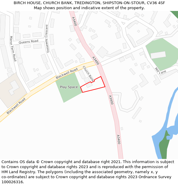 BIRCH HOUSE, CHURCH BANK, TREDINGTON, SHIPSTON-ON-STOUR, CV36 4SF: Location map and indicative extent of plot