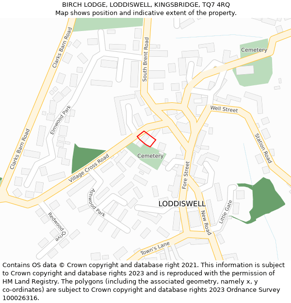 BIRCH LODGE, LODDISWELL, KINGSBRIDGE, TQ7 4RQ: Location map and indicative extent of plot