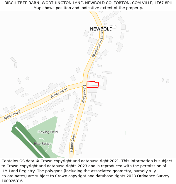 BIRCH TREE BARN, WORTHINGTON LANE, NEWBOLD COLEORTON, COALVILLE, LE67 8PH: Location map and indicative extent of plot