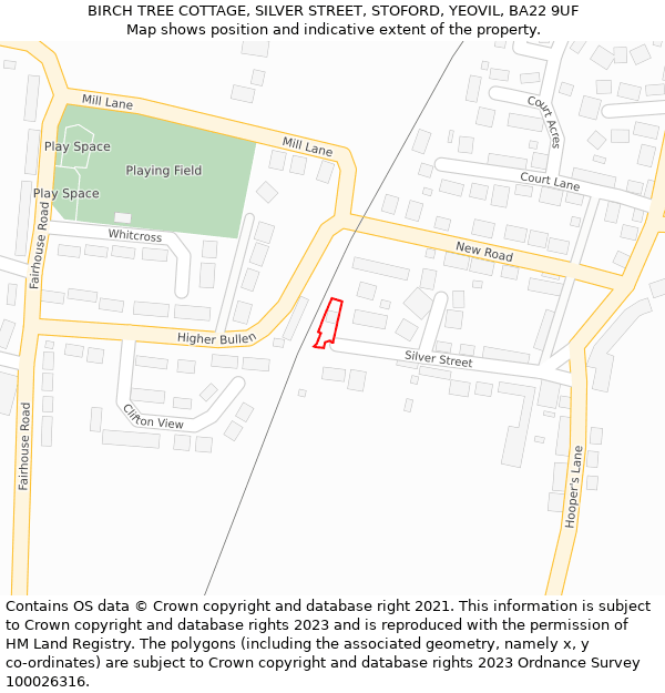 BIRCH TREE COTTAGE, SILVER STREET, STOFORD, YEOVIL, BA22 9UF: Location map and indicative extent of plot