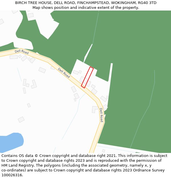 BIRCH TREE HOUSE, DELL ROAD, FINCHAMPSTEAD, WOKINGHAM, RG40 3TD: Location map and indicative extent of plot