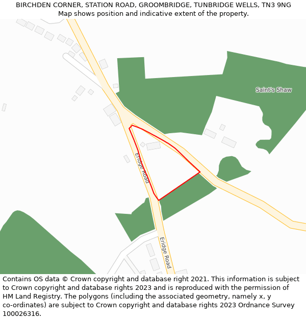 BIRCHDEN CORNER, STATION ROAD, GROOMBRIDGE, TUNBRIDGE WELLS, TN3 9NG: Location map and indicative extent of plot