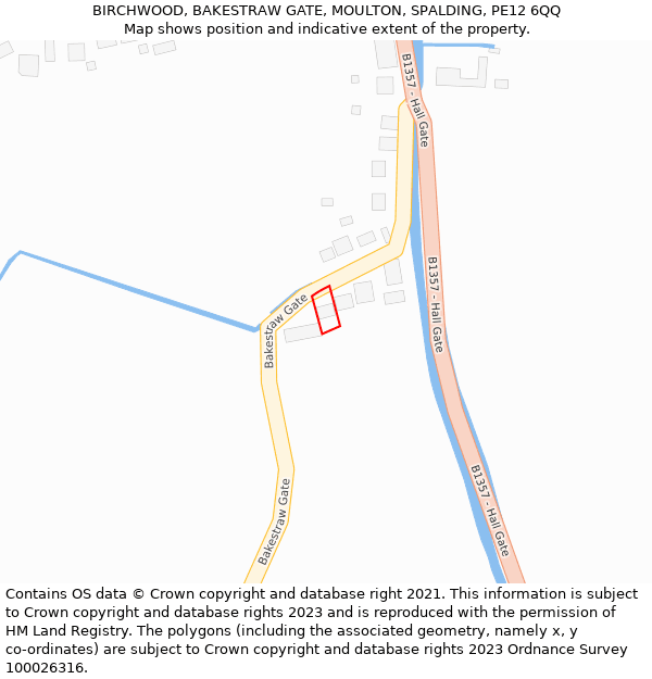 BIRCHWOOD, BAKESTRAW GATE, MOULTON, SPALDING, PE12 6QQ: Location map and indicative extent of plot