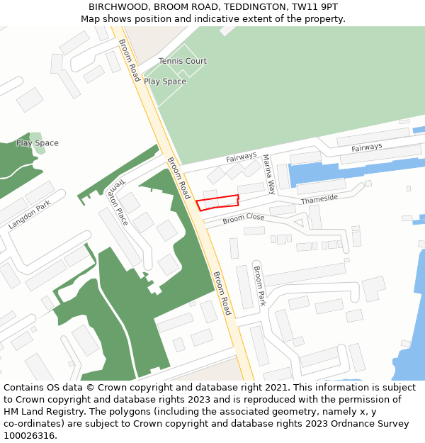 BIRCHWOOD, BROOM ROAD, TEDDINGTON, TW11 9PT: Location map and indicative extent of plot