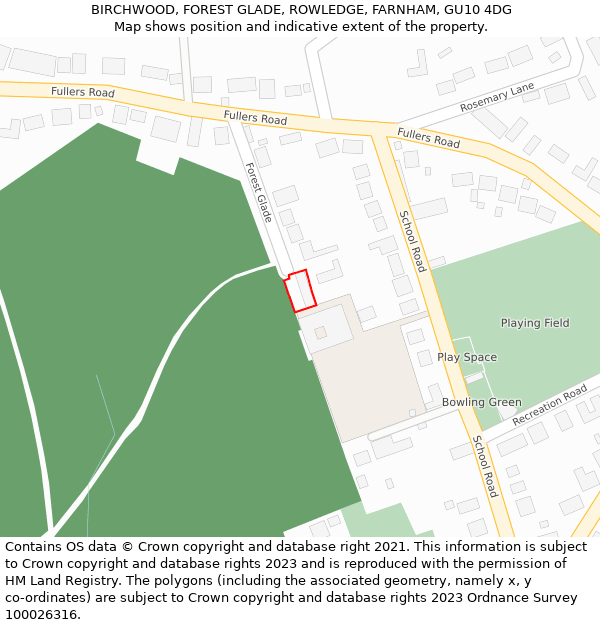 BIRCHWOOD, FOREST GLADE, ROWLEDGE, FARNHAM, GU10 4DG: Location map and indicative extent of plot