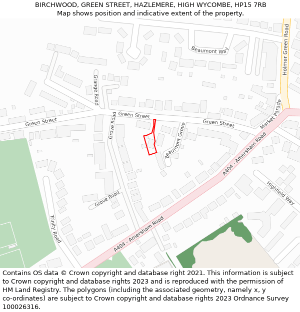 BIRCHWOOD, GREEN STREET, HAZLEMERE, HIGH WYCOMBE, HP15 7RB: Location map and indicative extent of plot