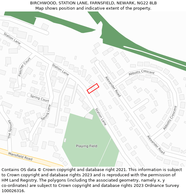 BIRCHWOOD, STATION LANE, FARNSFIELD, NEWARK, NG22 8LB: Location map and indicative extent of plot