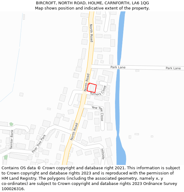 BIRCROFT, NORTH ROAD, HOLME, CARNFORTH, LA6 1QG: Location map and indicative extent of plot