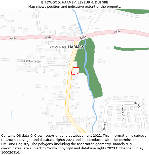 BIRDWOOD, HARMBY, LEYBURN, DL8 5PE: Location map and indicative extent of plot