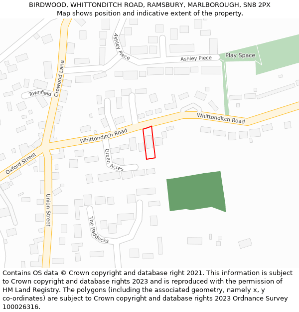 BIRDWOOD, WHITTONDITCH ROAD, RAMSBURY, MARLBOROUGH, SN8 2PX: Location map and indicative extent of plot