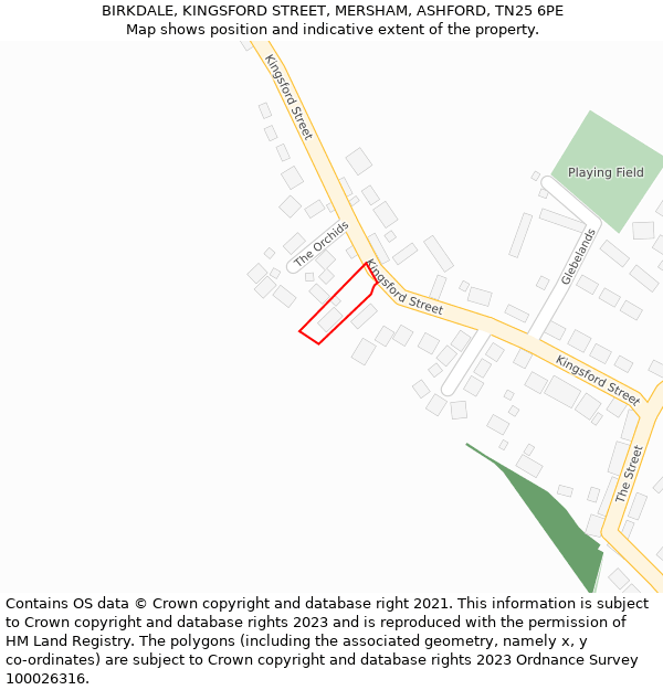 BIRKDALE, KINGSFORD STREET, MERSHAM, ASHFORD, TN25 6PE: Location map and indicative extent of plot