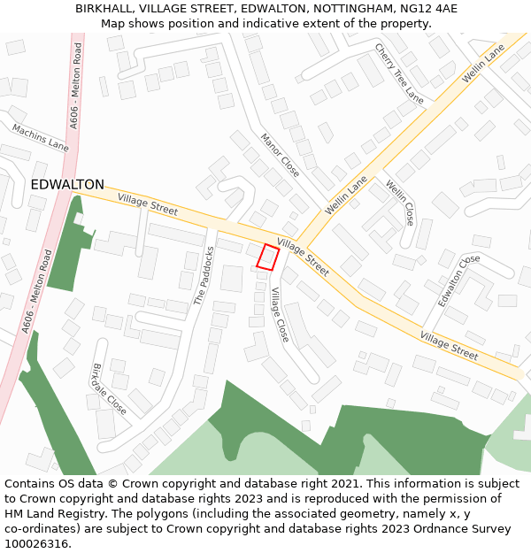 BIRKHALL, VILLAGE STREET, EDWALTON, NOTTINGHAM, NG12 4AE: Location map and indicative extent of plot