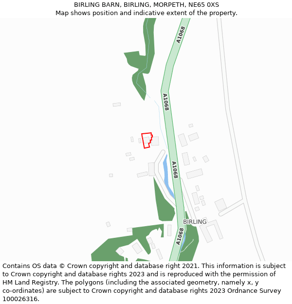 BIRLING BARN, BIRLING, MORPETH, NE65 0XS: Location map and indicative extent of plot