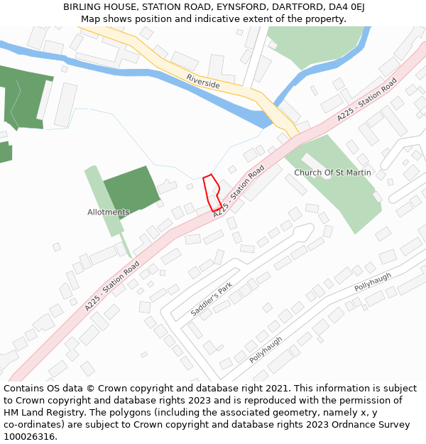 BIRLING HOUSE, STATION ROAD, EYNSFORD, DARTFORD, DA4 0EJ: Location map and indicative extent of plot
