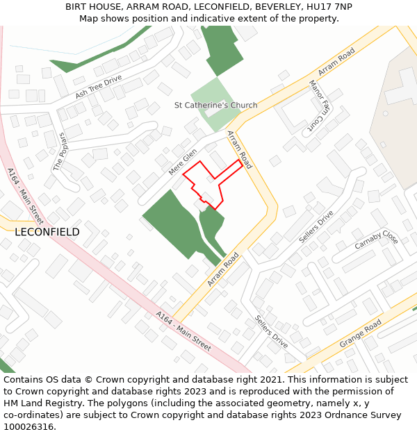 BIRT HOUSE, ARRAM ROAD, LECONFIELD, BEVERLEY, HU17 7NP: Location map and indicative extent of plot