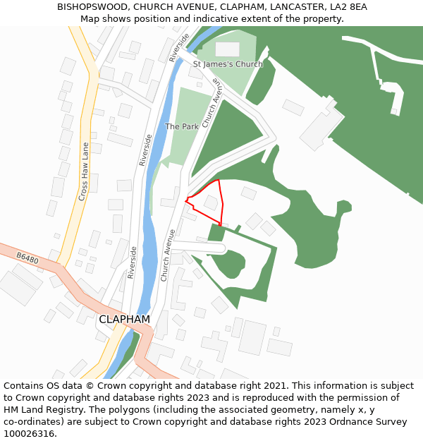 BISHOPSWOOD, CHURCH AVENUE, CLAPHAM, LANCASTER, LA2 8EA: Location map and indicative extent of plot